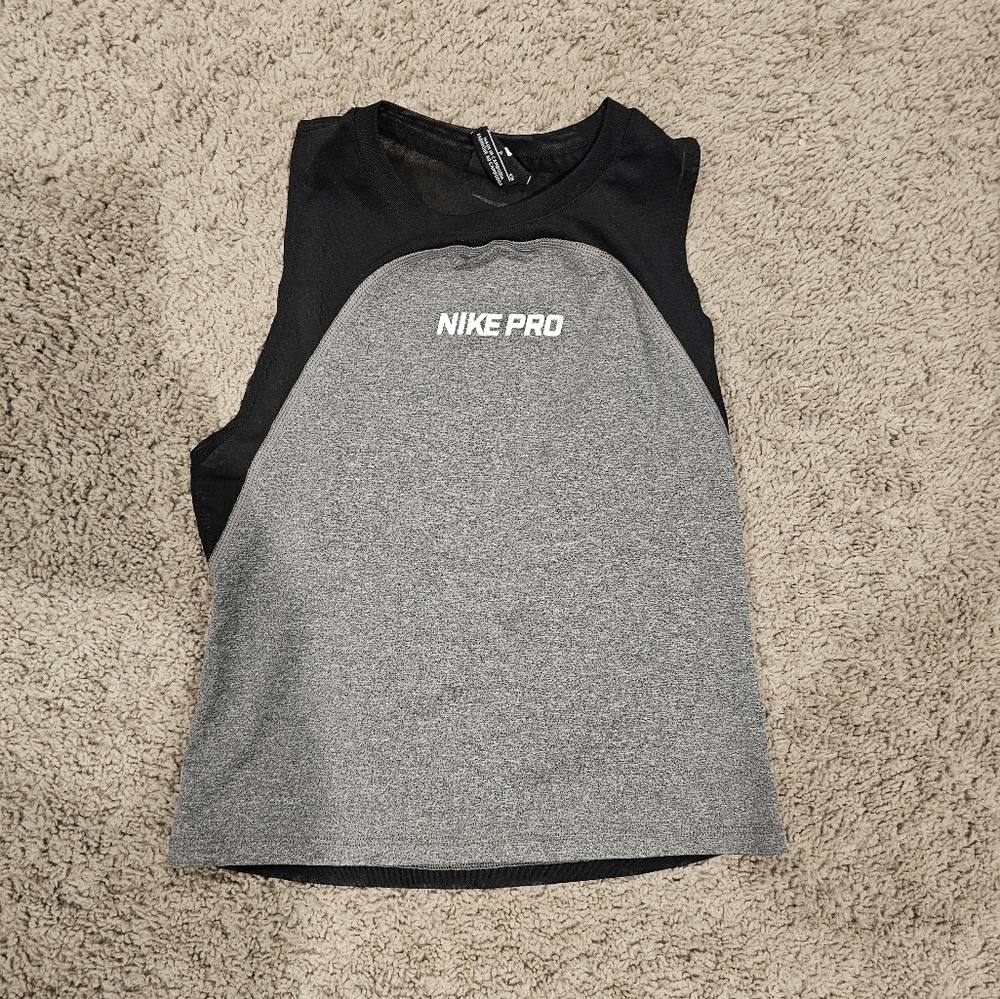 Nike Pro Black and Gray Tank Top